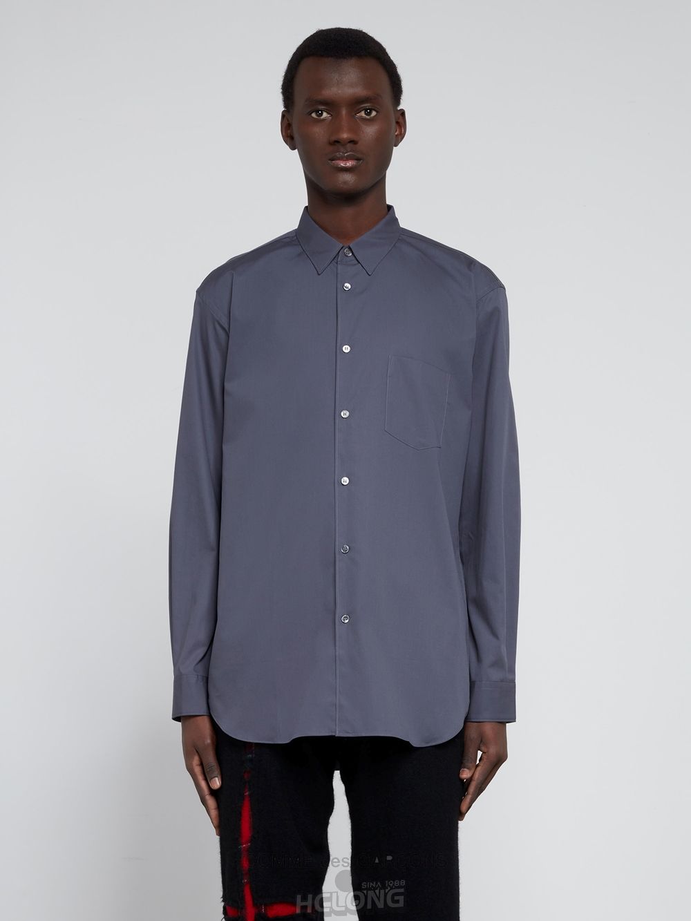 Comme Des Garcons CDG Shirt Forever - Klassische Fit Woven Baumwoll Shirt Oberteile Grau | 42031-KTBH