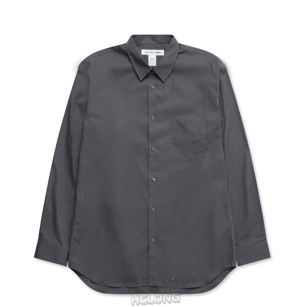 Comme Des Garcons CDG Shirt Forever - Klassische Fit Woven Baumwoll Shirt Oberteile Grau | 42031-KTBH
