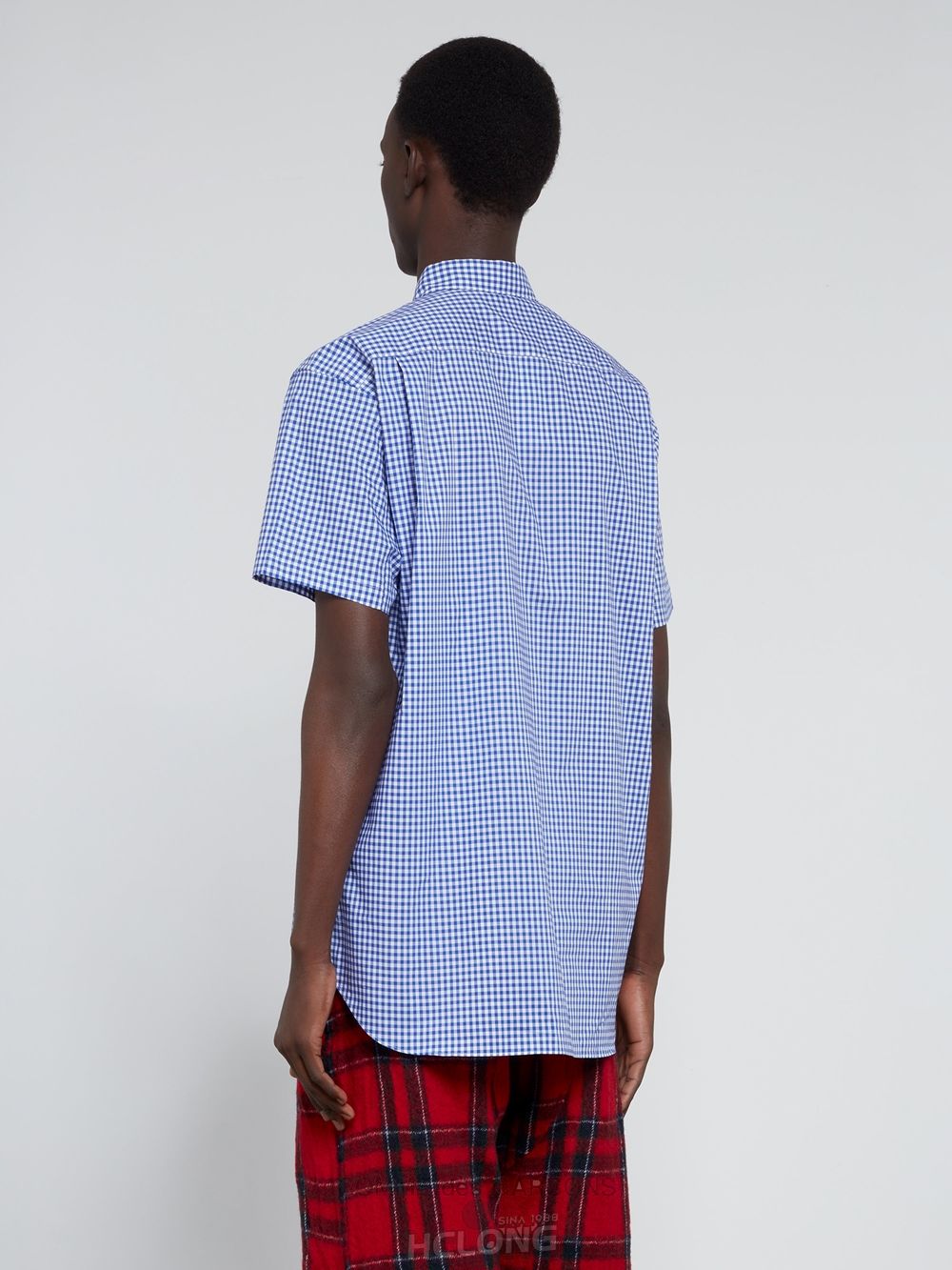 Comme Des Garcons CDG Shirt Forever - Klassische Fit Checked Kurzes Sleeve Shirt Oberteile Blau | 53621-GQOF