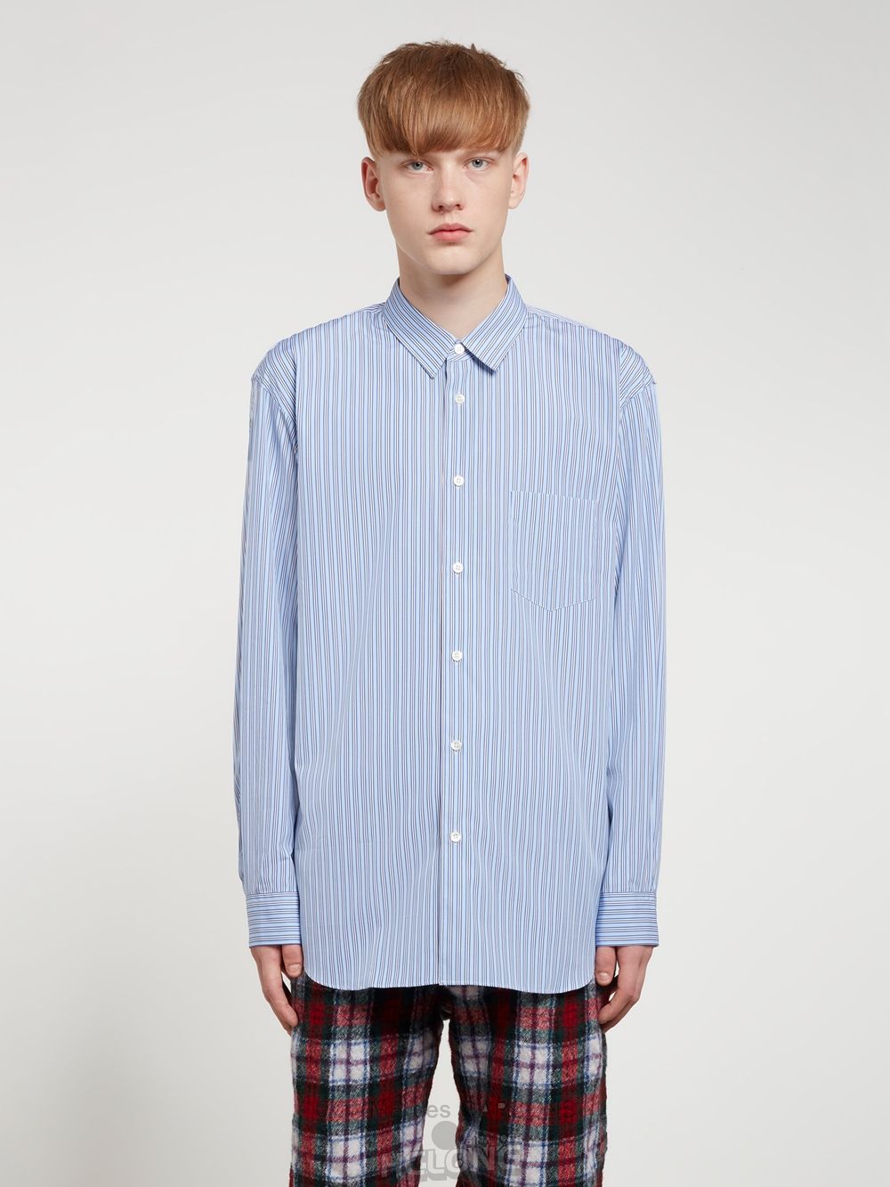 Comme Des Garcons CDG Shirt Forever - Klassische Fit Gestreift Poplin Shirt Oberteile Streifen | 61750-RXOI