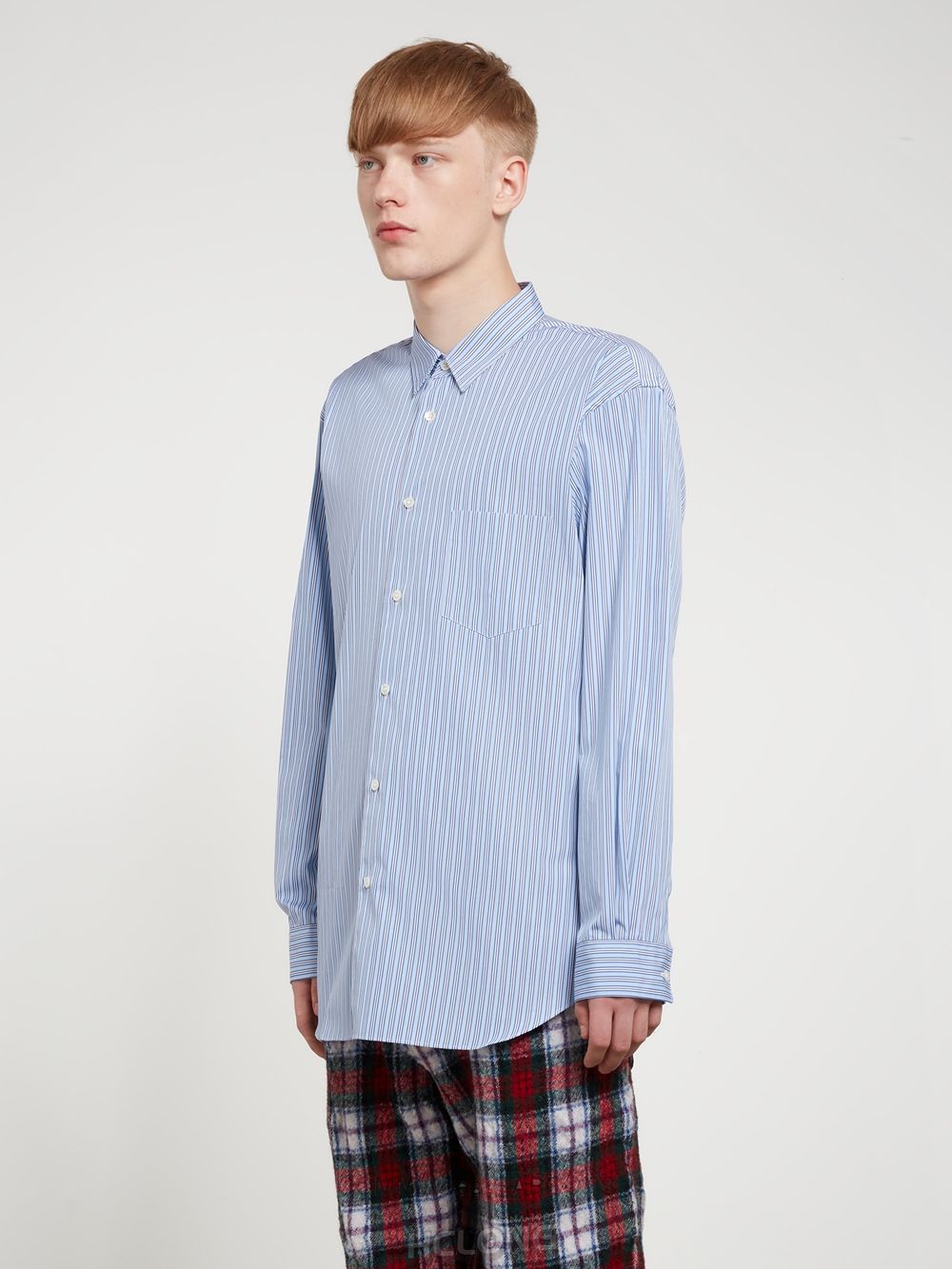 Comme Des Garcons CDG Shirt Forever - Klassische Fit Gestreift Poplin Shirt Oberteile Streifen | 61750-RXOI