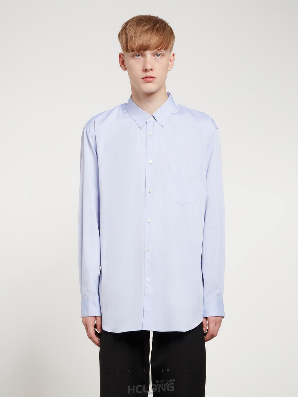 Comme Des Garcons CDG Shirt Forever - Klassische Fit Woven Baumwoll Shirt Oberteile Hellblau | 62015-UVBH