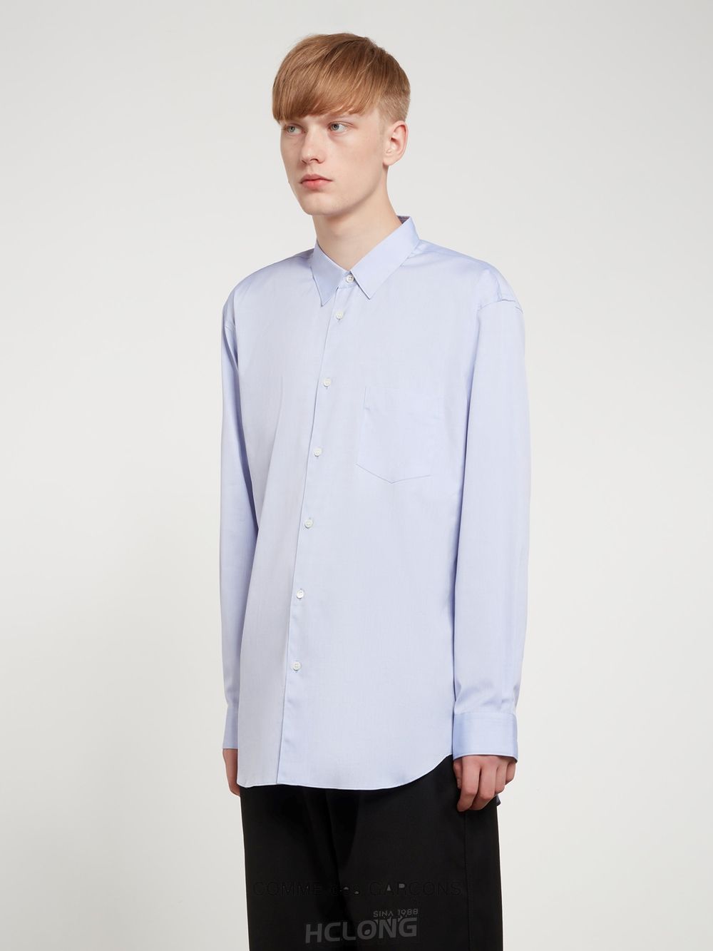 Comme Des Garcons CDG Shirt Forever - Klassische Fit Woven Baumwoll Shirt Oberteile Hellblau | 62015-UVBH