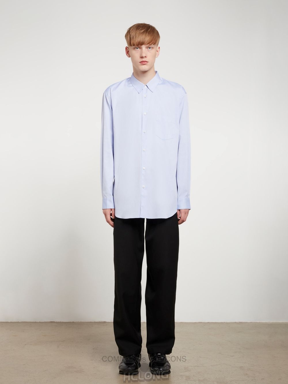 Comme Des Garcons CDG Shirt Forever - Klassische Fit Woven Baumwoll Shirt Oberteile Hellblau | 62015-UVBH
