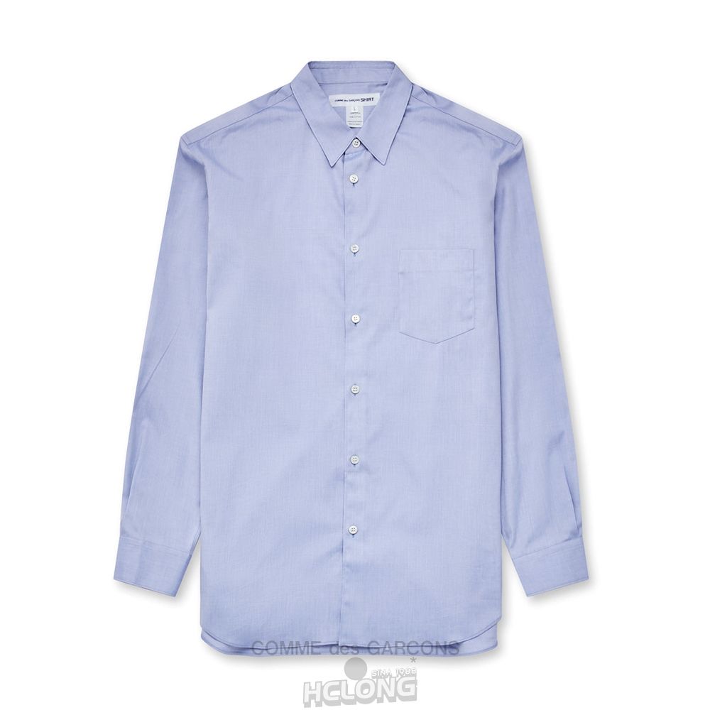 Comme Des Garcons CDG Shirt Forever - Klassische Fit Woven Baumwoll Shirt Oberteile Hellblau | 62015-UVBH