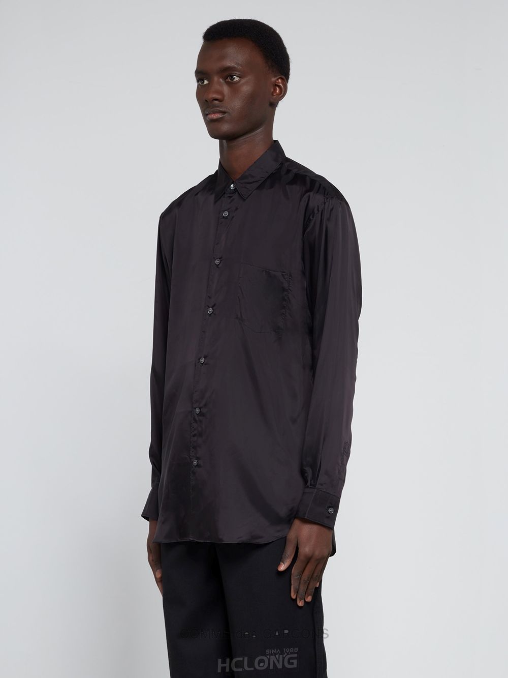 Comme Des Garcons CDG Shirt Forever - Klassische Fit Cupro Shirt Oberteile Schwarz | 62704-ZOKG