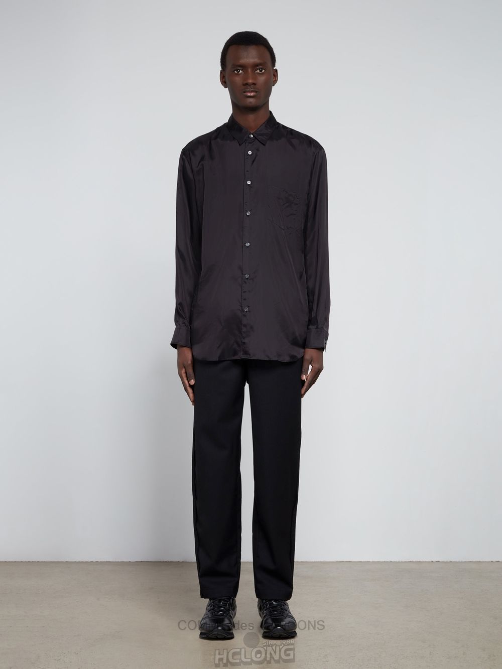 Comme Des Garcons CDG Shirt Forever - Klassische Fit Cupro Shirt Oberteile Schwarz | 62704-ZOKG