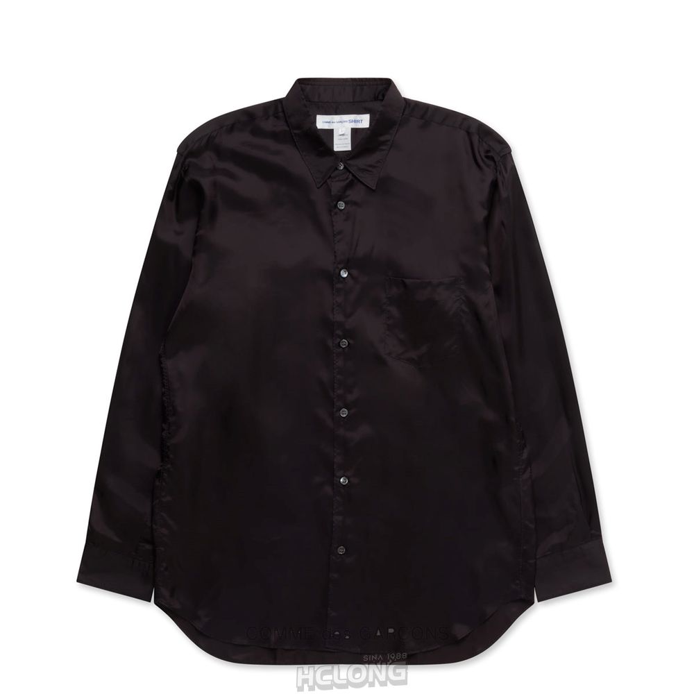 Comme Des Garcons CDG Shirt Forever - Klassische Fit Cupro Shirt Oberteile Schwarz | 62704-ZOKG