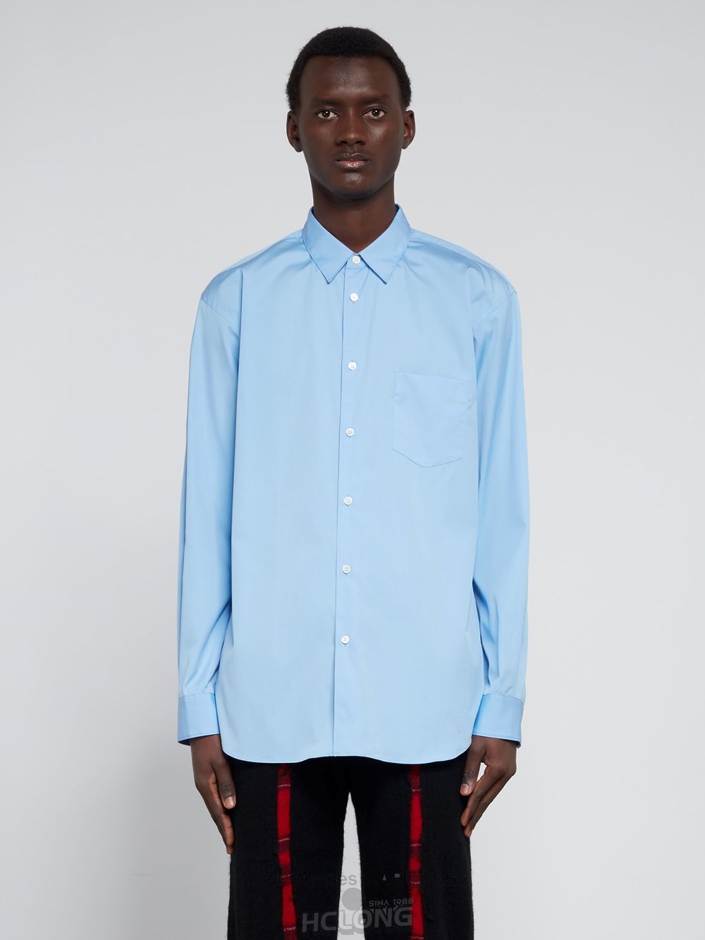 Comme Des Garcons CDG Shirt Forever - Klassische Fit Woven Baumwoll Shirt Oberteile Blau | 71835-URKS