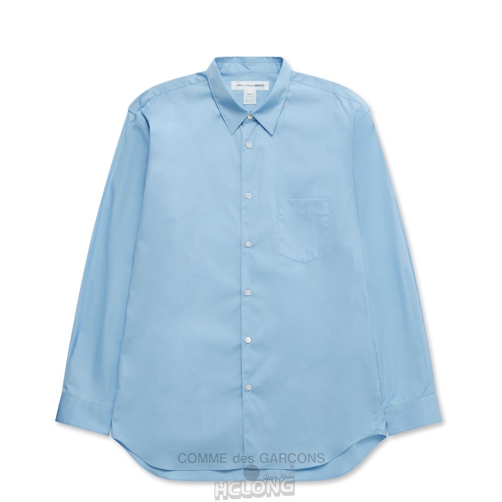 Comme Des Garcons CDG Shirt Forever - Klassische Fit Woven Baumwoll Shirt Oberteile Blau | 71835-URKS