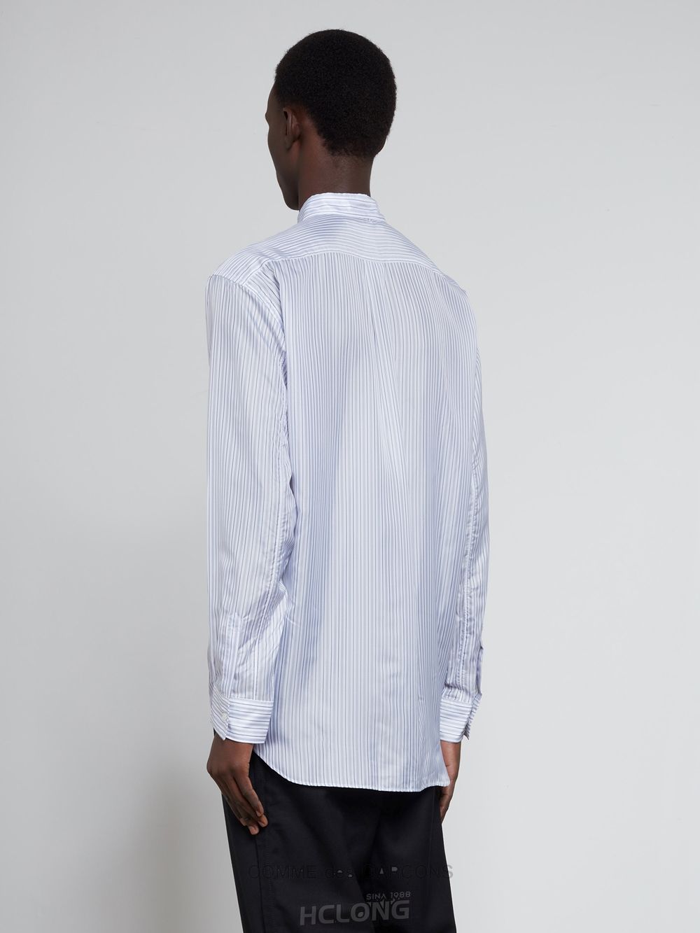 Comme Des Garcons CDG Shirt Forever - Klassische Fit Cupro Shirt Oberteile Streifen | 72104-BRNK