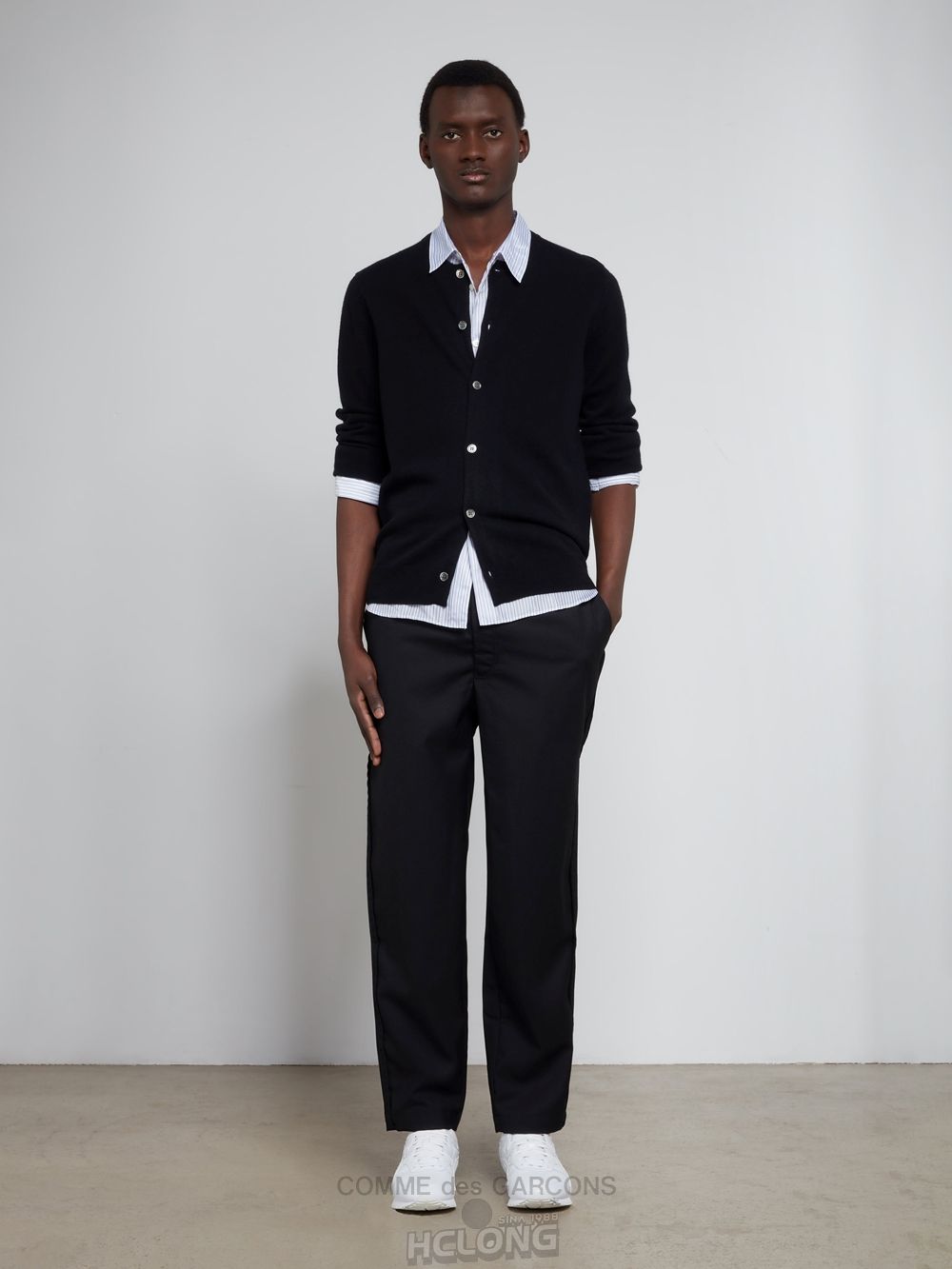 Comme Des Garcons CDG Shirt Forever - Klassische Fit Cupro Shirt Oberteile Streifen | 72104-BRNK