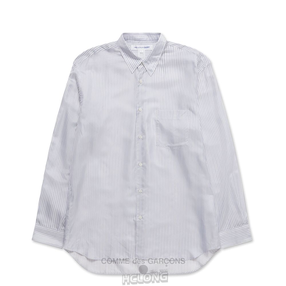 Comme Des Garcons CDG Shirt Forever - Klassische Fit Cupro Shirt Oberteile Streifen | 72104-BRNK