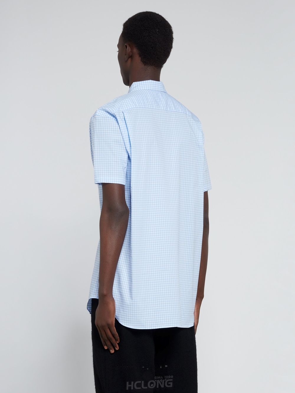 Comme Des Garcons CDG Shirt Forever - Klassische Fit Checked Kurzes Sleeve Baumwoll Shirt Oberteile Blau | 83240-PHZF