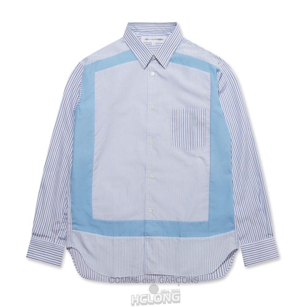 Comme Des Garcons CDG Shirt Forever - Klassische Fit Contrast Stripe Shirt Oberteile Stripe/Mix | 84139-YGLH