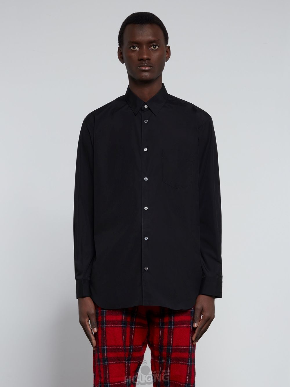 Comme Des Garcons CDG Shirt Forever - Klassische Fit Woven Baumwoll Shirt Oberteile Schwarz | 93876-ETUL