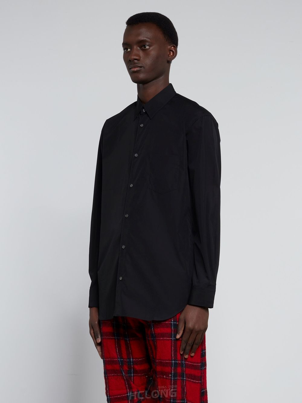 Comme Des Garcons CDG Shirt Forever - Klassische Fit Woven Baumwoll Shirt Oberteile Schwarz | 93876-ETUL