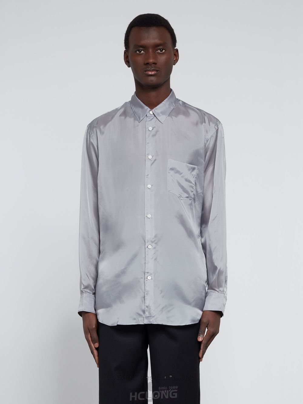 Comme Des Garcons CDG Shirt Forever - Klassische Fit Cupro Shirt Oberteile Grau | 94536-LEFV