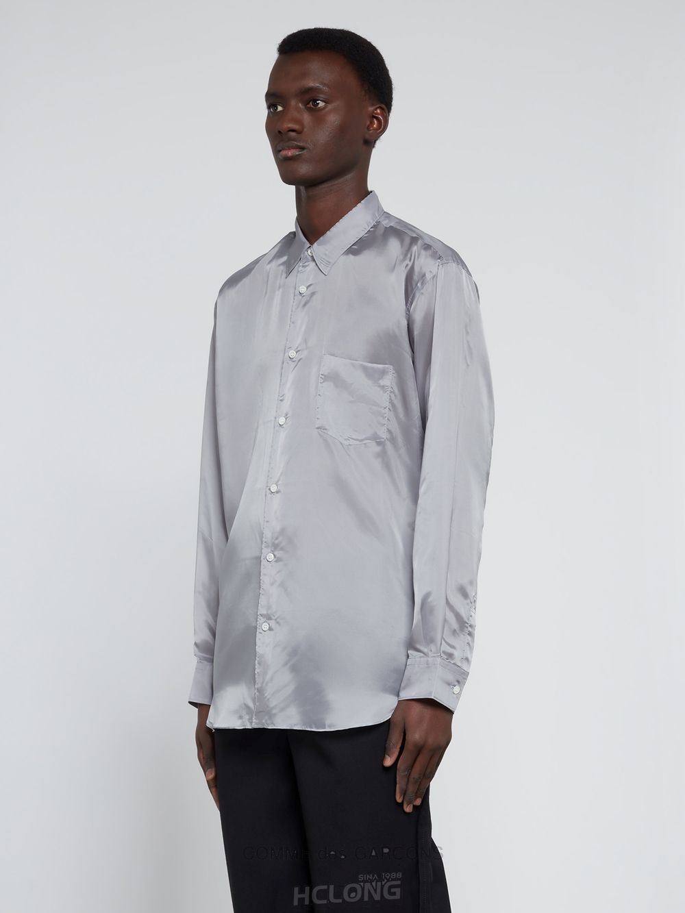 Comme Des Garcons CDG Shirt Forever - Klassische Fit Cupro Shirt Oberteile Grau | 94536-LEFV
