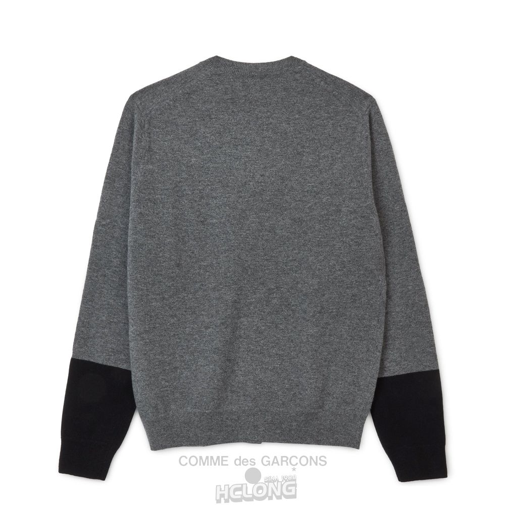 Comme Des Garcons CDG Shirt Forever - Round Neck Contrast Cardigan Strickwaren Grau Schwarz | 94580-PNVS