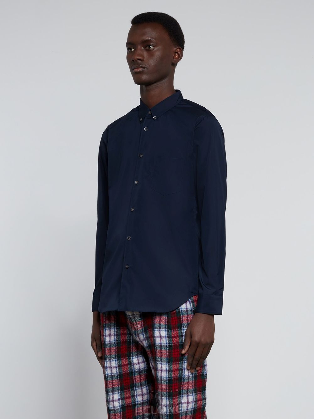 Comme Des Garcons CDG Shirt Forever - Slim Fit Button-Down Baumwoll Shirt Oberteile Navy | 14527-MKUT