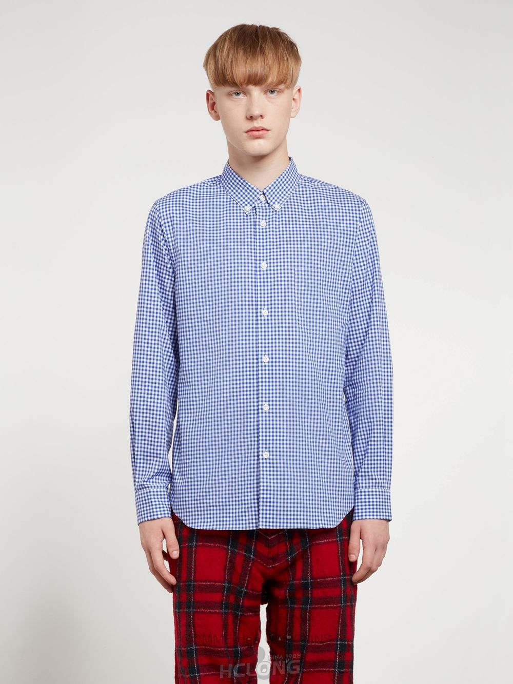 Comme Des Garcons CDG Shirt Forever - Slim Fit Button-Down Checked Shirt Oberteile Blau | 35174-RNIX