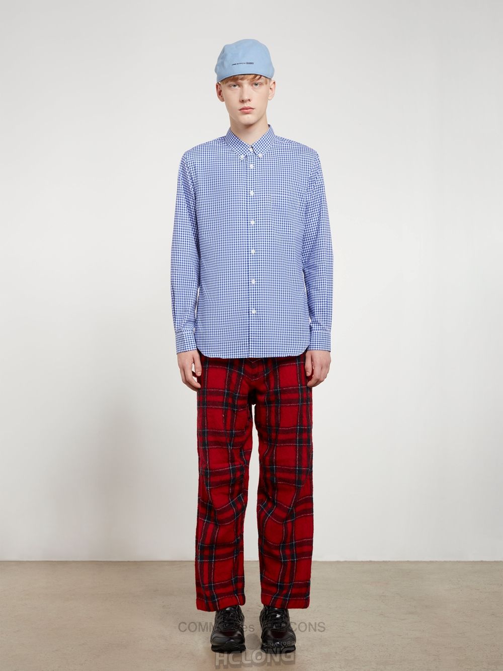 Comme Des Garcons CDG Shirt Forever - Slim Fit Button-Down Checked Shirt Oberteile Blau | 35174-RNIX