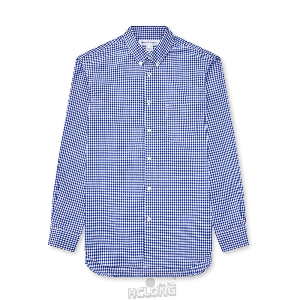 Comme Des Garcons CDG Shirt Forever - Slim Fit Button-Down Checked Shirt Oberteile Blau | 35174-RNIX