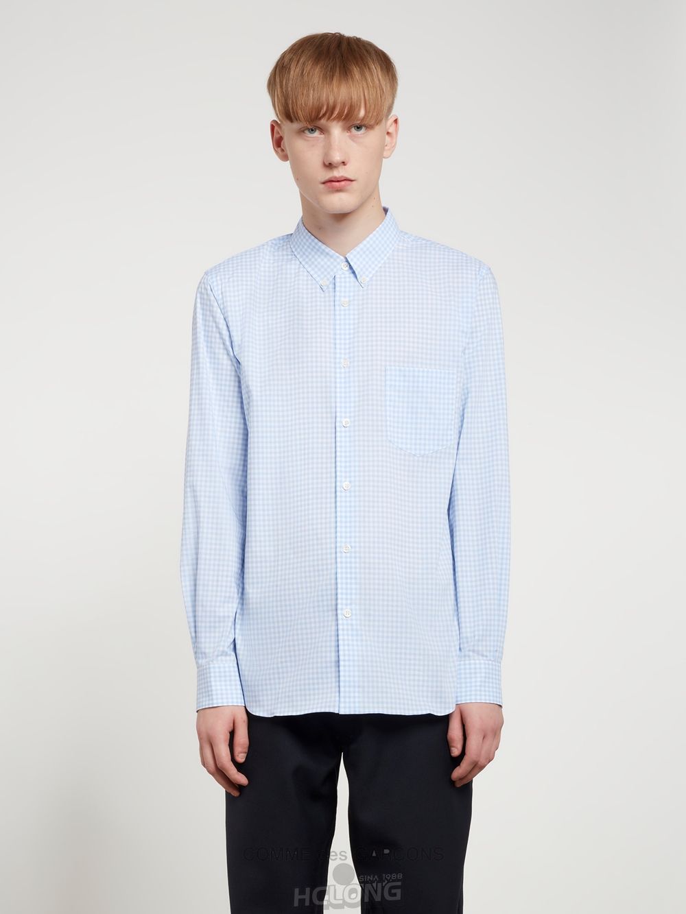Comme Des Garcons CDG Shirt Forever - Slim Fit Button-Down Checked Shirt Oberteile Blau | 75802-LNFW