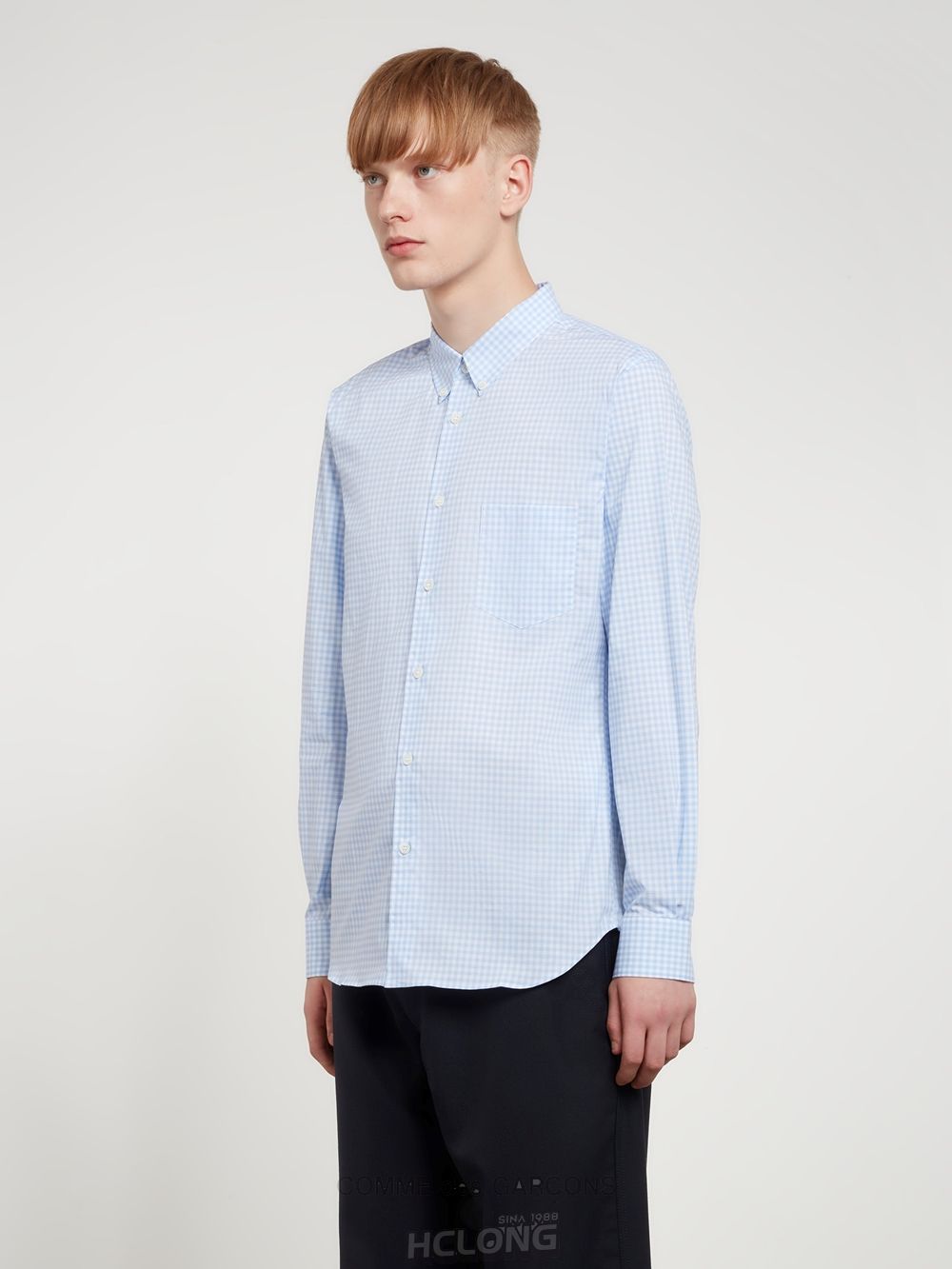 Comme Des Garcons CDG Shirt Forever - Slim Fit Button-Down Checked Shirt Oberteile Blau | 75802-LNFW