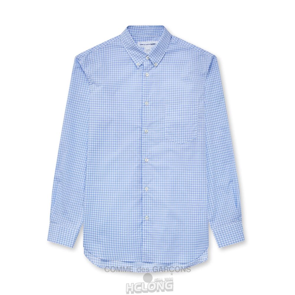 Comme Des Garcons CDG Shirt Forever - Slim Fit Button-Down Checked Shirt Oberteile Blau | 75802-LNFW