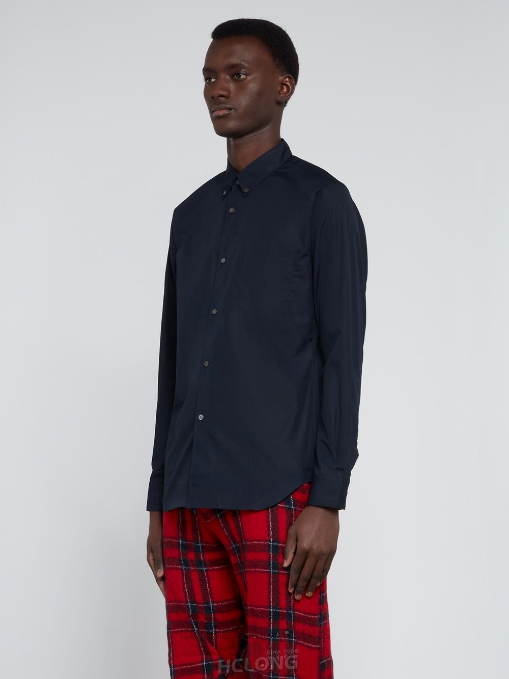 Comme Des Garcons CDG Shirt Forever - Slim Fit Button-Down Baumwoll Shirt Oberteile Navy | 87930-MSJB