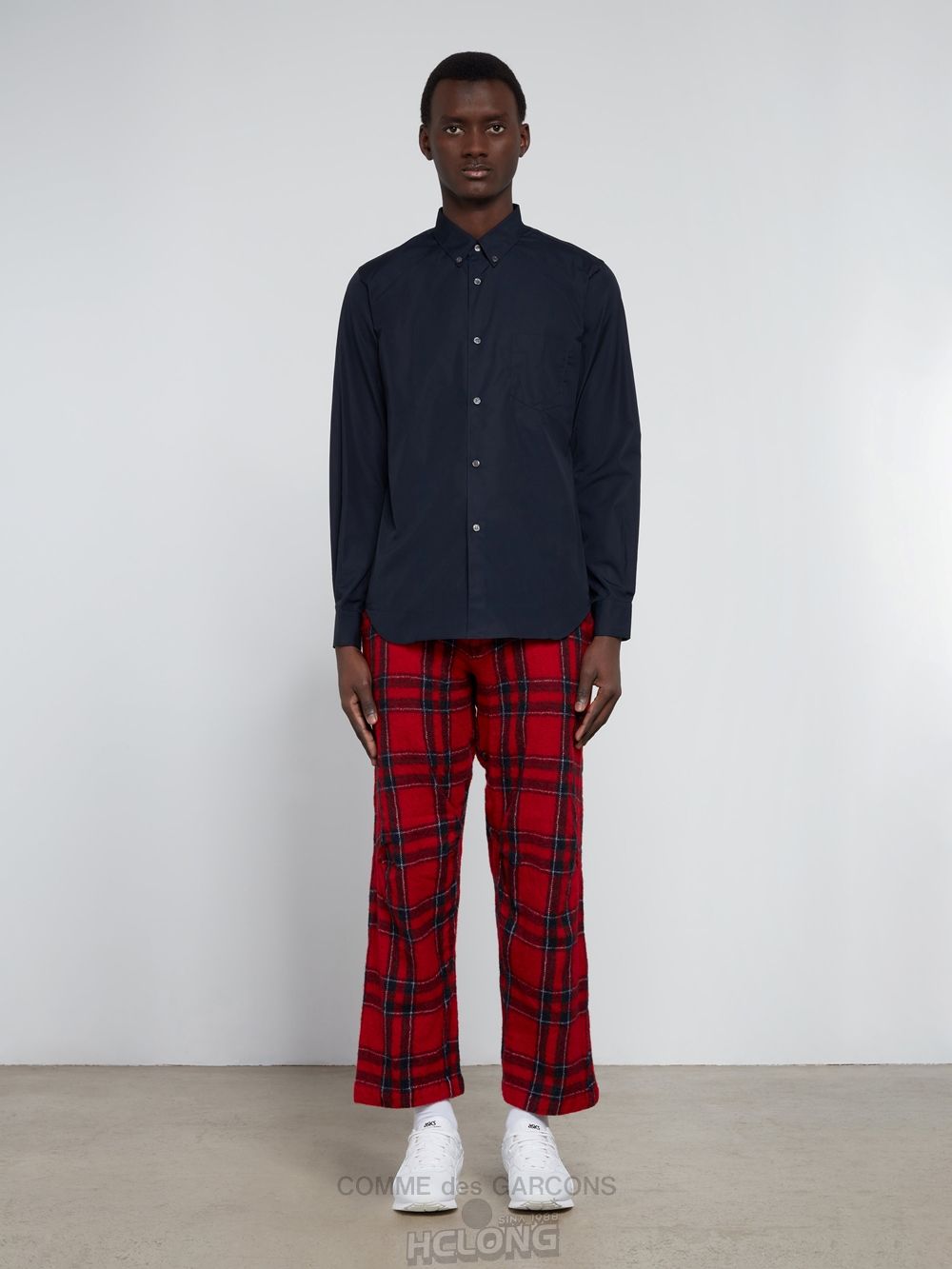 Comme Des Garcons CDG Shirt Forever - Slim Fit Button-Down Baumwoll Shirt Oberteile Navy | 87930-MSJB