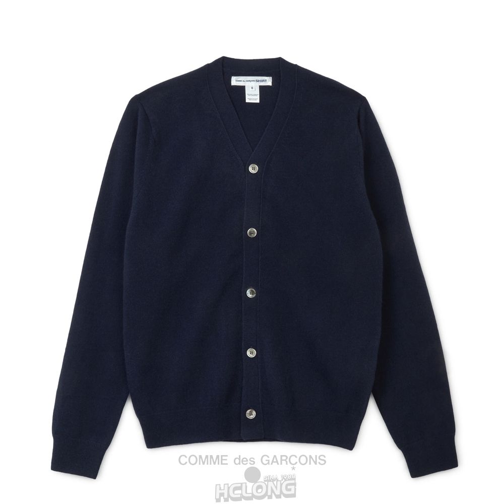 Comme Des Garcons CDG Shirt Forever - V-Neck Lambswool Cardigan Strickwaren Navy | 13257-RYBE
