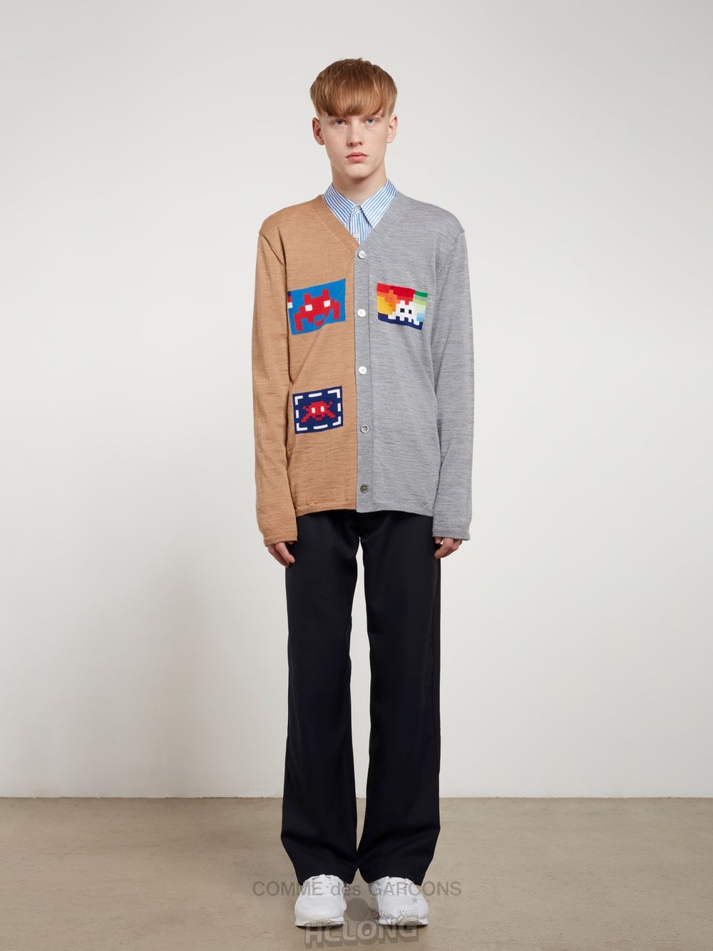 Comme Des Garcons CDG Shirt Forever - Weite Fit Gestreift Cupro Shirt Oberteile Blau | 50862-HCSE