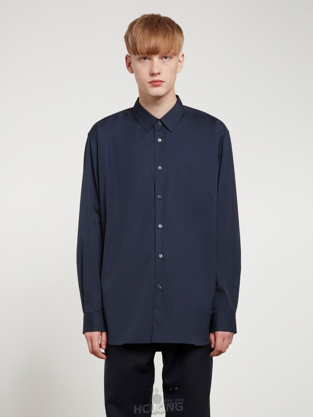 Comme Des Garcons CDG Shirt Forever - Weite Fit Baumwoll Shirt Oberteile Navy | 85739-TJCK