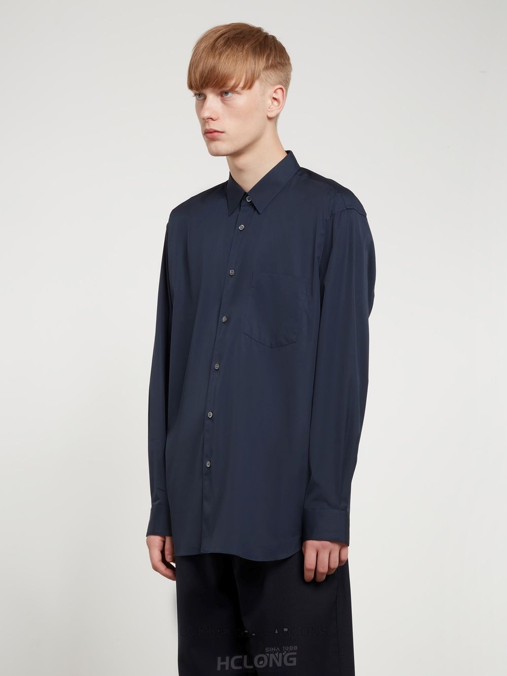 Comme Des Garcons CDG Shirt Forever - Weite Fit Baumwoll Shirt Oberteile Navy | 85739-TJCK
