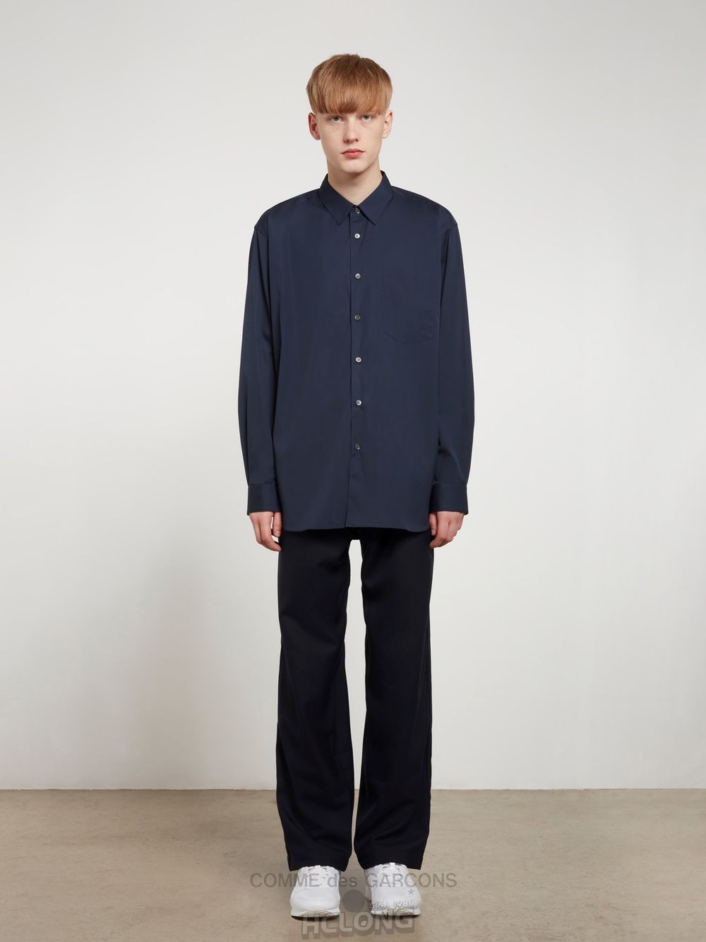 Comme Des Garcons CDG Shirt Forever - Weite Fit Baumwoll Shirt Oberteile Navy | 85739-TJCK