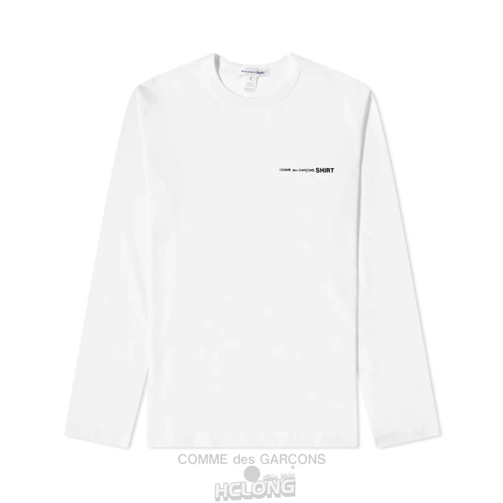 Comme Des Garcons CDG Shirt – Basic Chest Logo L/S T-Shirt Long Sleeve Weiß | 32160-YPDK