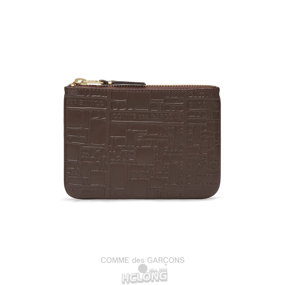 Comme Des Garcons CDG Wallet - Embossed Logo Zip Pouch - SA8100EL Embossed Logo Braun | 13584-DFYS