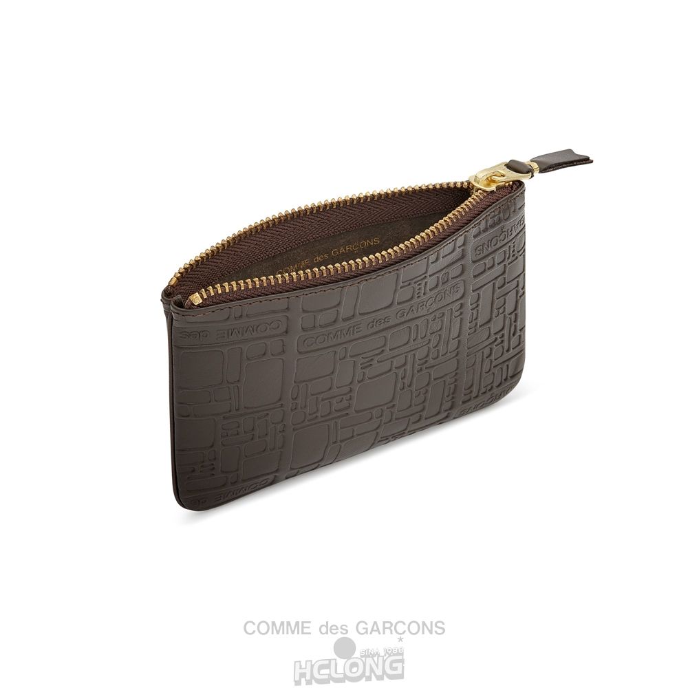 Comme Des Garcons CDG Wallet - Embossed Logo Zip Pouch - SA8100EL Embossed Logo Braun | 13584-DFYS
