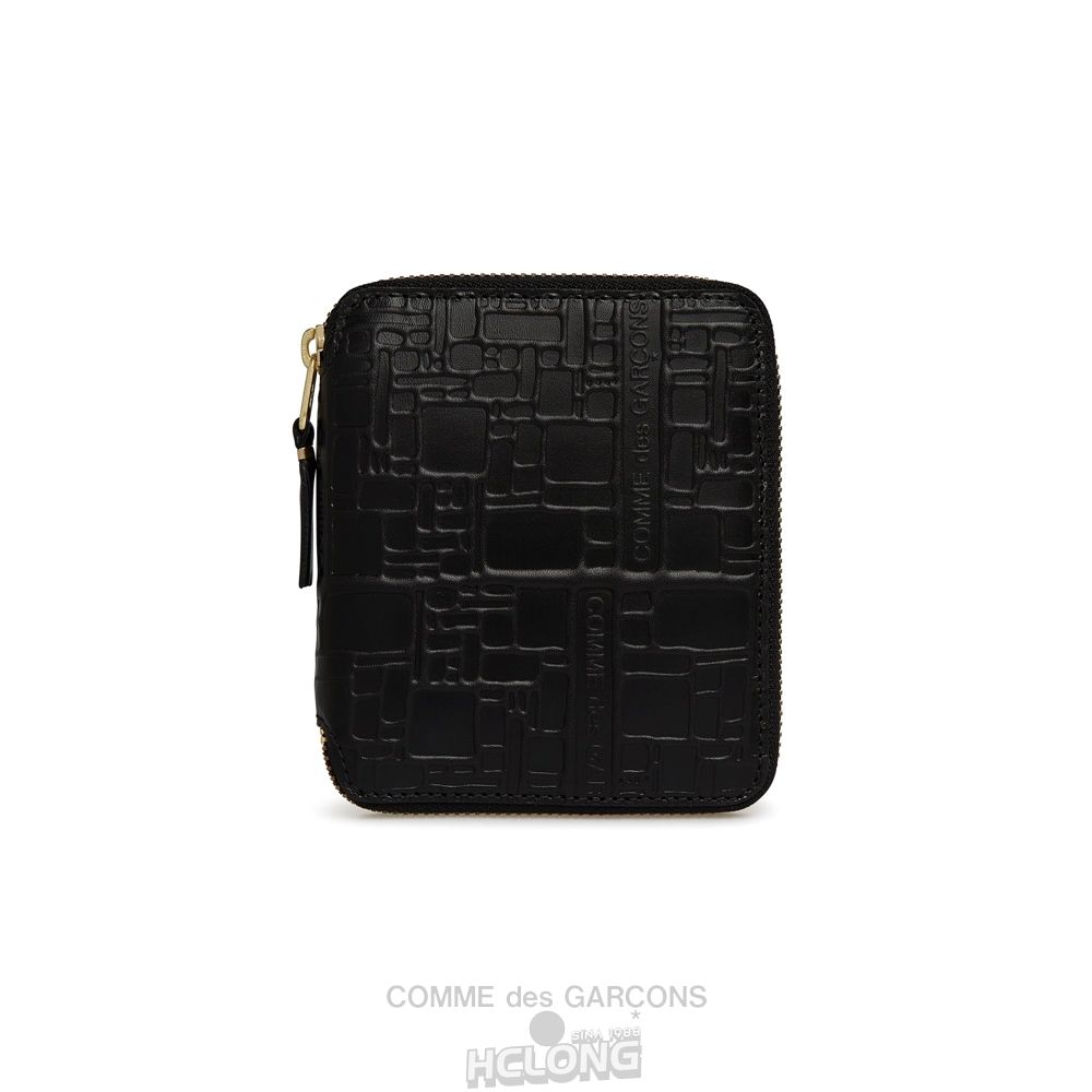 Comme Des Garcons CDG Wallet - Embossed Logo Full Zip Around Wallet - SA2100EL Embossed Logo Schwarz | 36518-RYDW