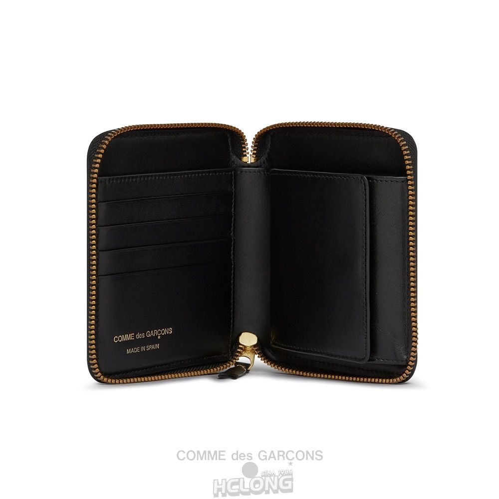 Comme Des Garcons CDG Wallet - Embossed Logo Full Zip Around Wallet - SA2100EL Embossed Logo Schwarz | 36518-RYDW