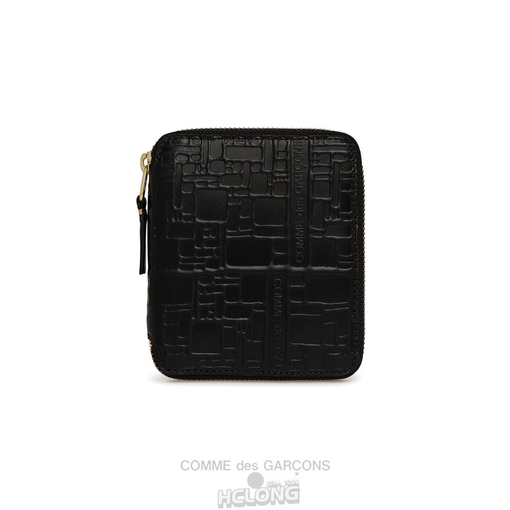 Comme Des Garcons CDG Wallet - Embossed Logo Full Zip Around Wallet - SA2100EL Embossed Logo Schwarz | 36518-RYDW