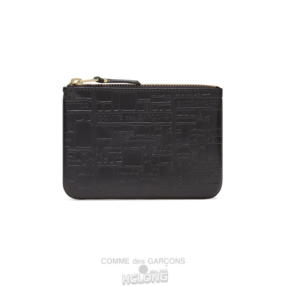 Comme Des Garcons CDG Wallet - Embossed Logo Zip Pouch - SA8100EL Embossed Logo Schwarz | 62134-CXLO