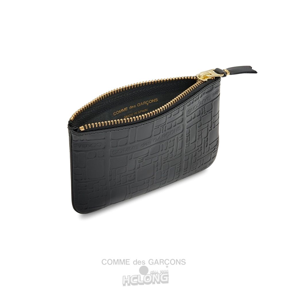 Comme Des Garcons CDG Wallet - Embossed Logo Zip Pouch - SA8100EL Embossed Logo Schwarz | 62134-CXLO