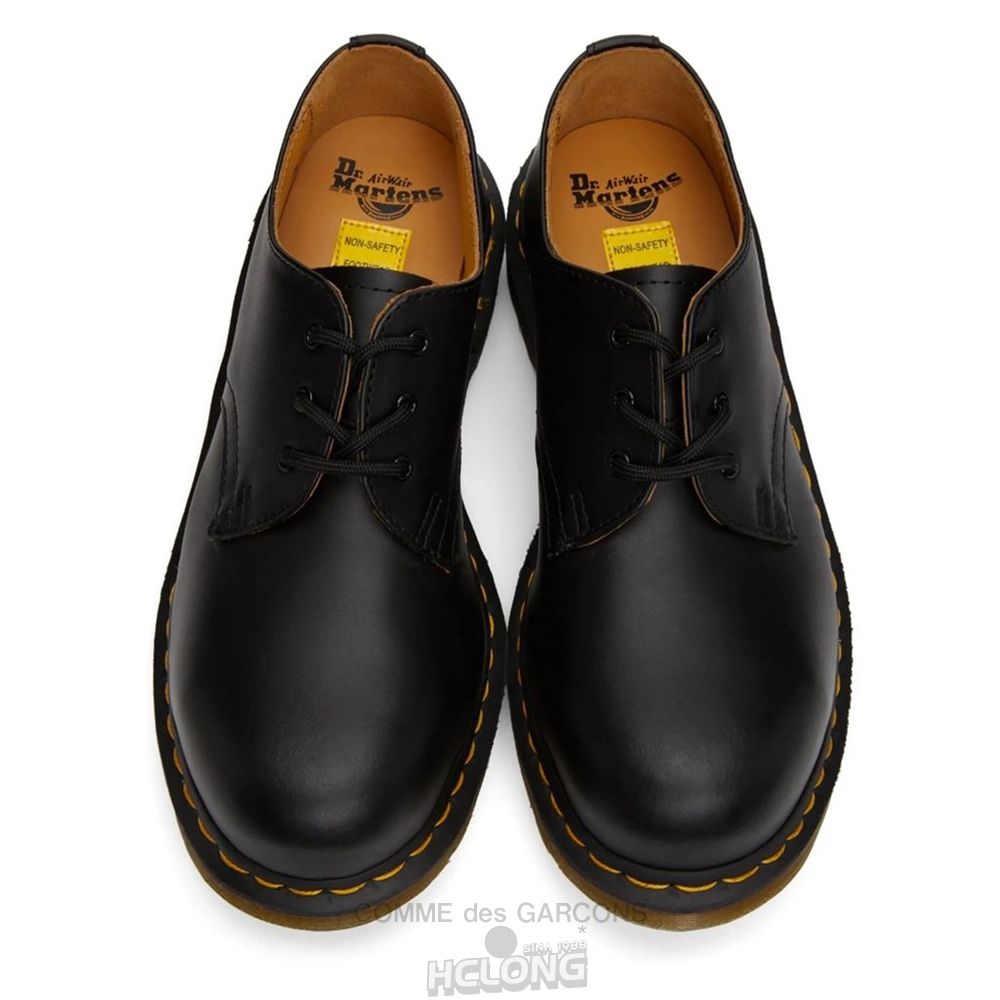 Comme Des Garcons HDTB x Dr Martens Steel Kappe 3 hole DEK101 Schuhe Schwarz | 65490-KWYM
