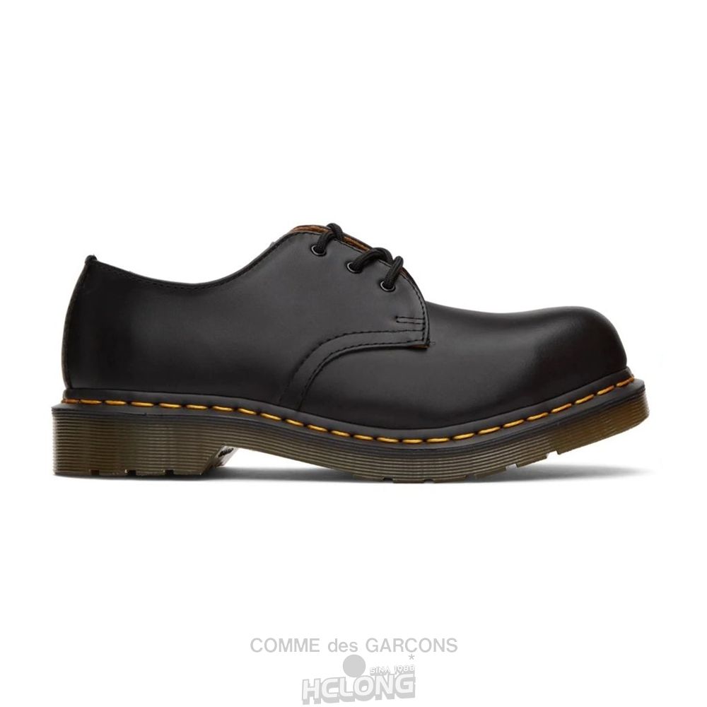 Comme Des Garcons HDTB x Dr Martens Steel Kappe 3 hole DEK101 Schuhe Schwarz | 65490-KWYM