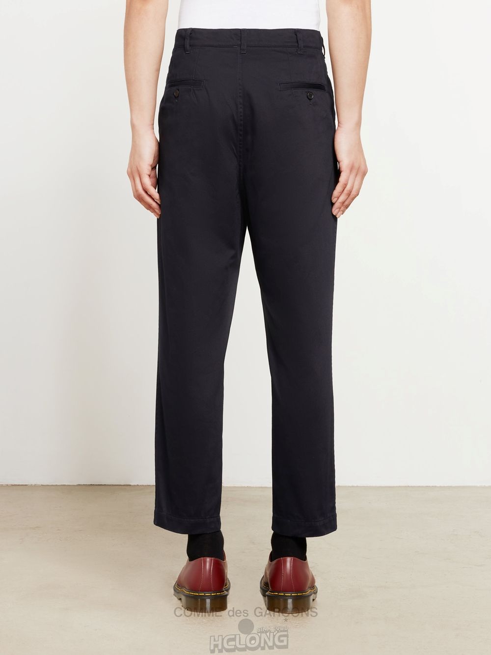 Comme Des Garcons Homme - Baumwoll Satin Pants Hose Navy | 40791-CFVN
