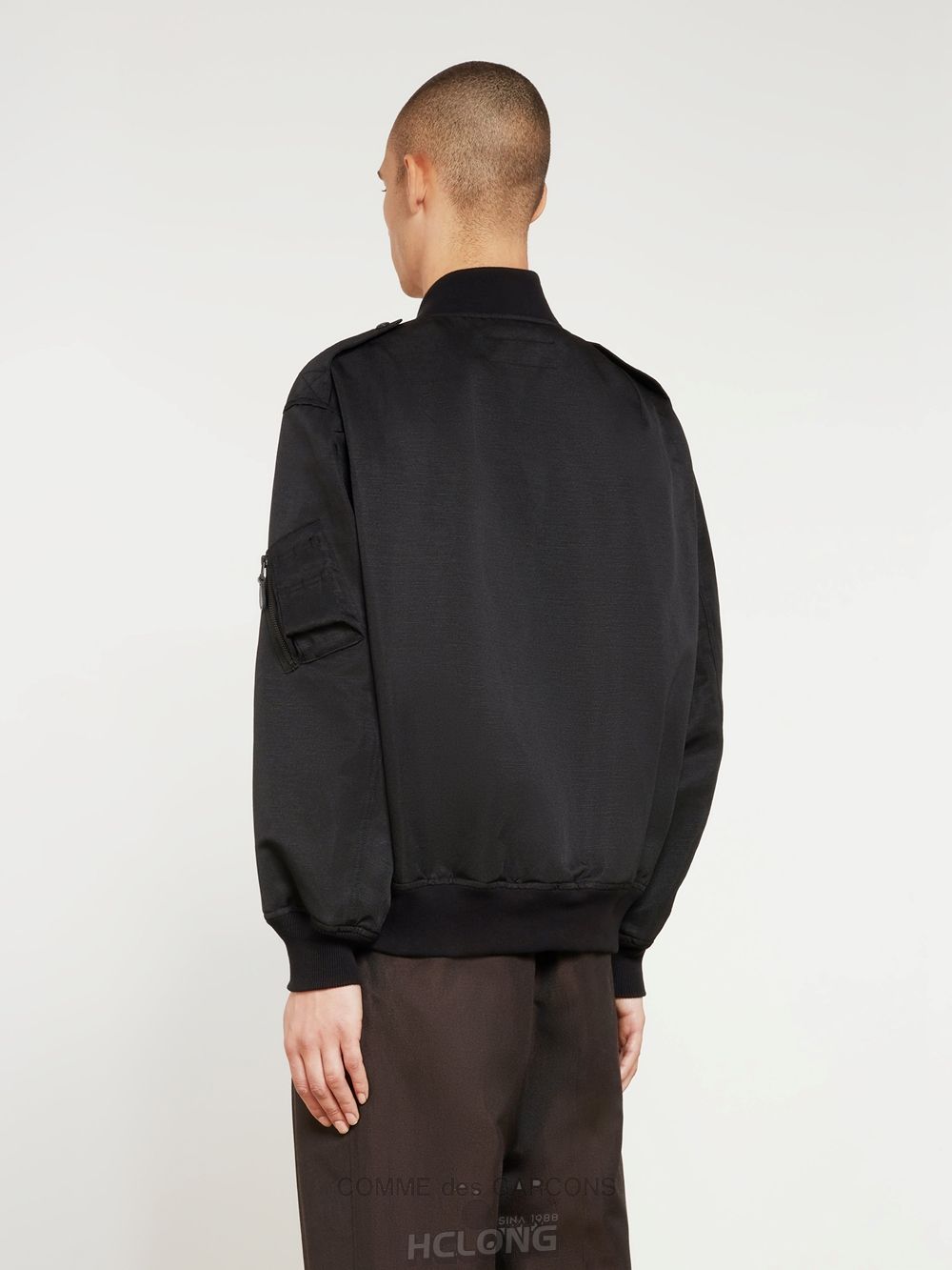 Comme Des Garcons Homme - Linen Polyester MA-1 Jacket Oberbekleidung Schwarz | 21379-EOGV